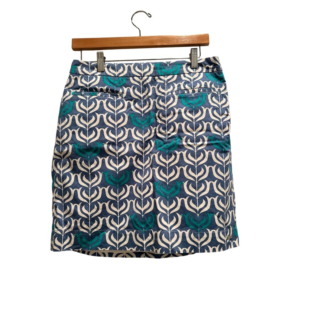 Hatley Blue Teal Geometric Floral Print Cotton Mini Skirt Size 4‎ Preppy Summer